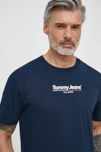 Bavlněné tričko Tommy Jeans tmavomodrá barva, s potiskem, DM0DM18590