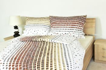 Posteľné obliečky, Krep, Šedo-béžové kocky 1+1