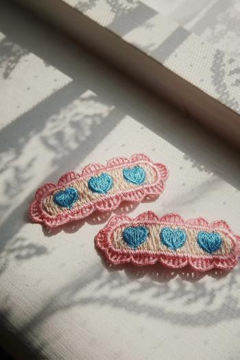 Detské sponky Konges Sløjd 2 PACK HEART EMBROIDERY HAIR CLIP KS103217
