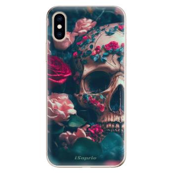 Odolné silikonové pouzdro iSaprio - Skull in Roses - iPhone XS