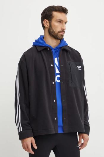 Košile adidas Originals pánská, černá barva, relaxed, IZ1834