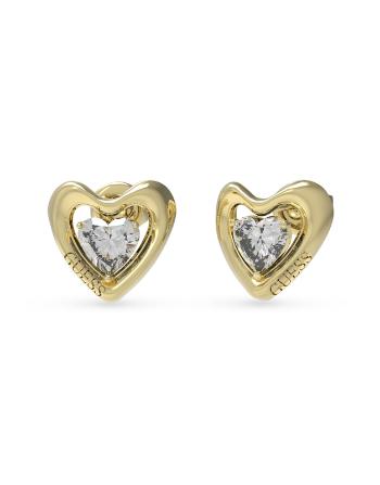 Guess Pozlacené ocelové náušnice Srdíčka Beloved JUBE05024JWYGT/U