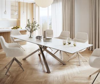 Jídelní stůl Edge 300x100cm Laminam® keramika bílá podnož