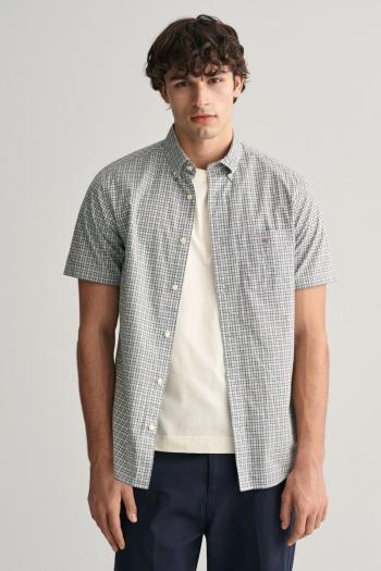 KOŠILE GANT REG POPLIN MICROCHECK SS SHIRT MILKY MATCHA