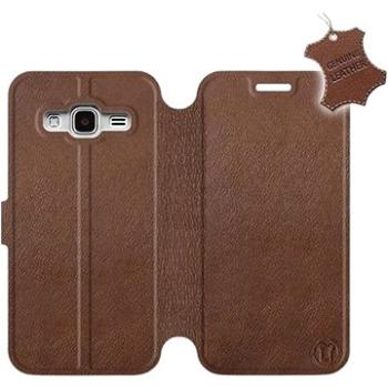 Flip pouzdro na mobil Samsung Galaxy J3 2016 - Hnědé - kožené -  Brown Leather (5903226498116)