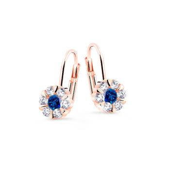 Cutie Diamonds Oslnivé visací náušnice z růžového zlata se safíry a diamanty DZ8039-55-SF-X-4