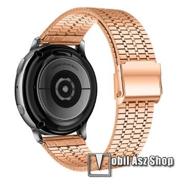 Fém okosóra szíj - ARANY - rozsdamentes acél, csatos, 84+110mm hosszú, 22mm széles - HUAWEI Watch GT / Watch 2 Pro / Honor Watch Magic / Watch GT 2 46mm / Xiaomi Amazfit / Amazfit 2 / Fossil Q MARSHAL Gen2