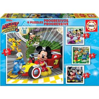 Educa Puzzle Mickey a závodníci 4v1 (12,16,20,25 dílků) (17629)