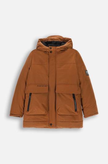 Dětská bunda Coccodrillo hnědá barva, OUTERWEAR BOY KIDS