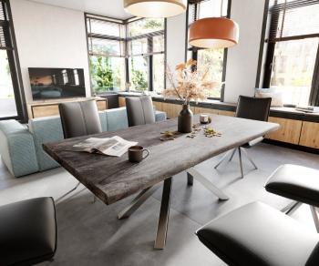 Jídelní stůl Edge 200x100 XL akácie platina křížová podnož