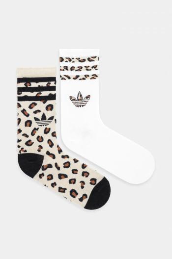 Ponožky adidas Originals Leopard 2-pack béžová barva, JJ1636