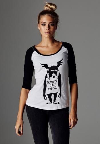 Mr. Tee Ladies Brandalised - Banksy´s Graffiti Ape Raglan Tee white/black