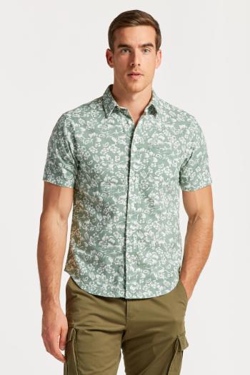 KOŠILE GANT REG FLORAL COTTON LINEN SS SHIRT KALAMATA GREEN