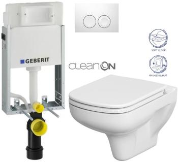 GEBERIT KOMBIFIXBasic vč. bílého tlačítka DELTA 21 + WC CERSANIT CLEANON COLOUR + SEDÁTKO 110.100.00.1 21BI CN1