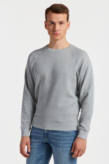 MIKINA GANT WAFFLE TEXTURE C-NECK GREY MELANGE