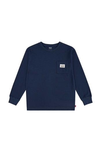 Dětská mikina Levi's LONG SLEEVE POCKET TEE tmavomodrá barva, hladká, 8EL555