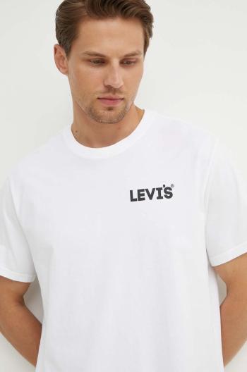 Bavlněné tričko Levi's bílá barva, s potiskem