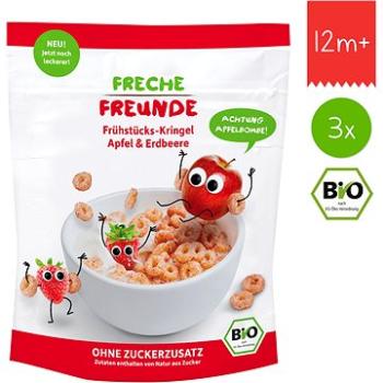 Freche Freunde BIO Cereálie - Křupavá kroužky - Jablko a jahoda 3× 125 g (0745125186702)