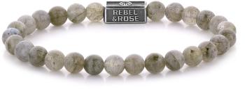 Rebel&Rose Stříbrný korálkový náramek Labradorite Shield RR-6S005-S 17,5 cm - M