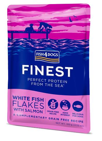 FISH4DOGS Kapsička pro psy Finest kousky bílé ryby s lososem 100 g