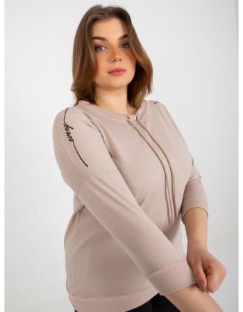 Dámská halenka s potiskem a 3/4 rukávem plus size CINA béžová  