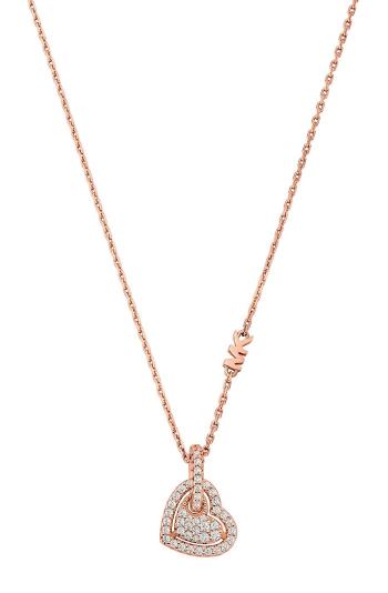 Michael Kors Pozlacený náhrdelník Srdce se zirkony Premium MKC1747CZ791 (řetízek, přívěsek)