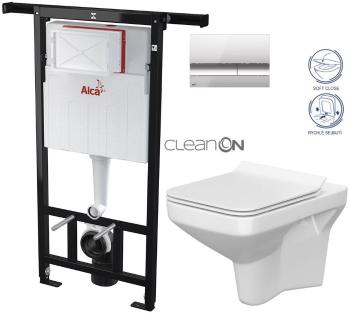 ALCADRAIN Jádromodul předstěnový instalační systém s chromovým tlačítkem M1721 + WC CERSANIT CLEANON COMO + SEDÁTKO AM102/1120 M1721 CO1