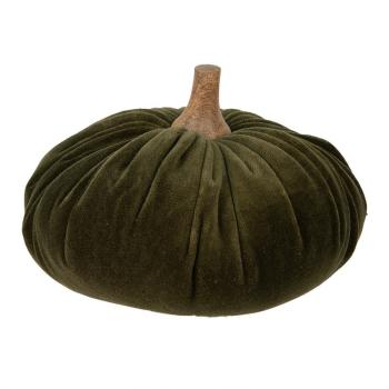 Tmavě zelená látková dekorace dýně Pumpkin XL - Ø 20*14 cm 65430