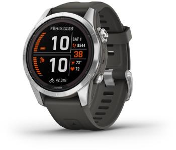 Garmin Garmin fenix 7S PRO Solar + mapy Topo Czech PRO - Silver / Black Silicone Band (010-02776-01)