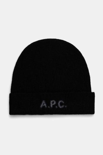 Vlněná čepice A.P.C. bonnet harry černá barva, WVBDK.M25085