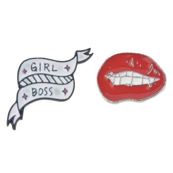 Sada 2ks dekorační brož na oděv Girl Boss - 2*3cm MLAP0024