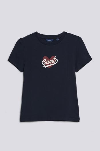 TRIČKO GANT D1. HEART SCRIPT SS T-SHIRT EVENING BLUE