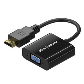 AlzaPower HDMI (M) na VGA (F) 0.1m lesklá černá (APW-ADHDVG01B)