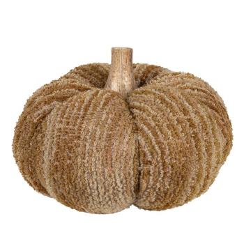 Hnědo-béžová látková dekorace dýně Pumpkin XL - Ø 20*14 cm  65434