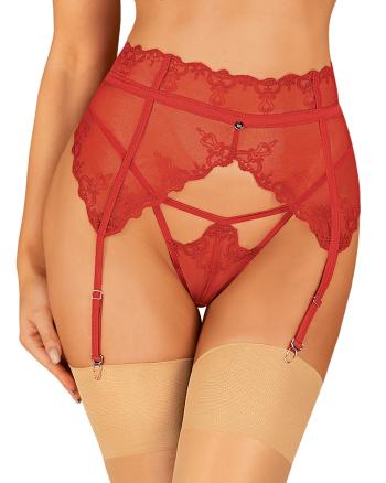 Smyslný podvazkový pás Lonesia garter belt - Obsessive L/XL Červená