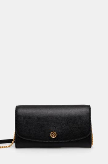 Kožená peněženka Tory Burch Robinson dámská, černá barva, 137152.001