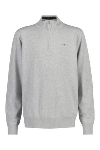 SVETR GANT SHIELD COTTON HALF ZIP LIGHT GREY MELANGE