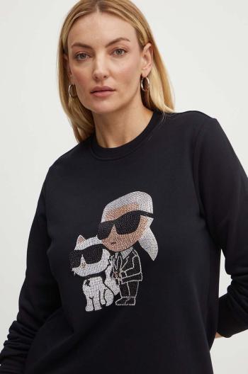 Mikina Karl Lagerfeld dámská, černá barva, s aplikací, 245W1812