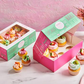 Cakesupplies Krabice na cupcakes a muffiny - s potiskem 3 ks