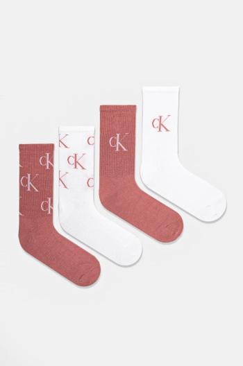 Ponožky Calvin Klein Jeans 4-pack dámské, oranžová barva, 701229463