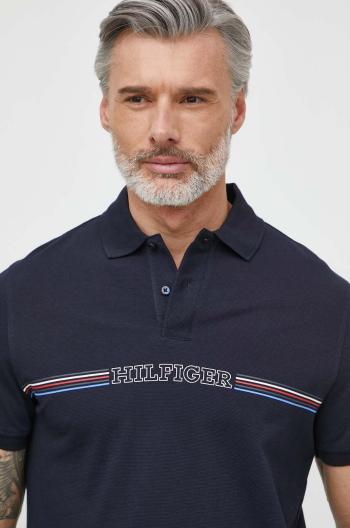 Bavlněné polo tričko Tommy Hilfiger tmavomodrá barva, s potiskem, MW0MW34769