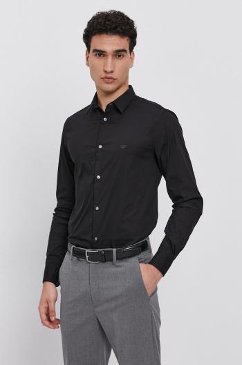 Košile Emporio Armani pánská, černá barva, regular, s klasickým límcem, 8N1C09 1NI9Z