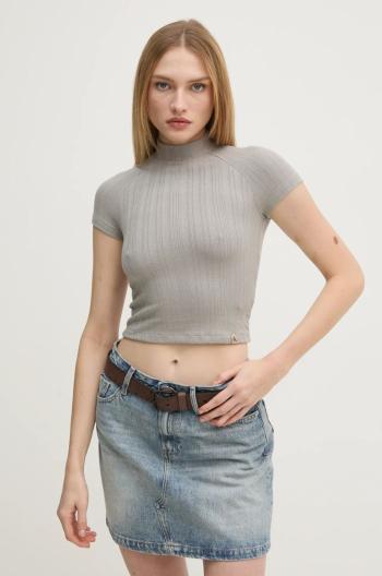 Tričko Calvin Klein Jeans šedá barva, s pologolfem, J20J225017