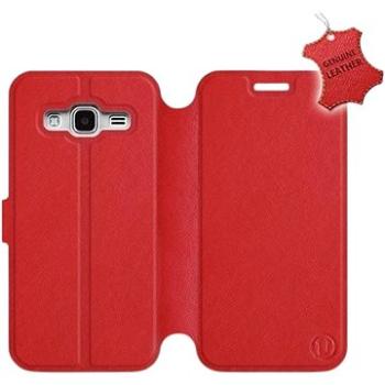 Flip pouzdro na mobil Samsung Galaxy J3 2016 - Červené - kožené -   Red Leather (5903226501120)