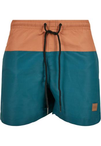 Urban Classics Block Swim Shorts teal/toffee - XS