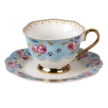 Porcelánový šálek s podšálkem Blue Garden II - 12*9*7 / Ø 15*2 cm / 160 ml 6CE1278