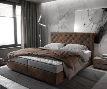 Boxspring postel Dream-Great 180x200 cm hnědá vintage s matrací