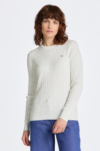 SVETR GANT STRETCH COTTON CABLE C-NECK EGGSHELL