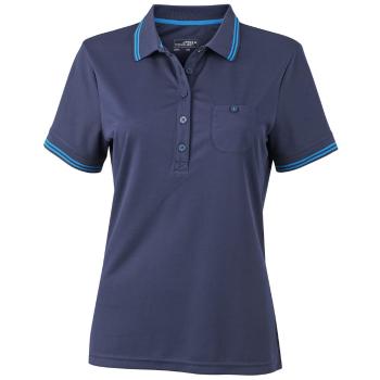 James & Nicholson Dámská sportovní polokošile JN701 - Tmavě modrá / aqua | XL