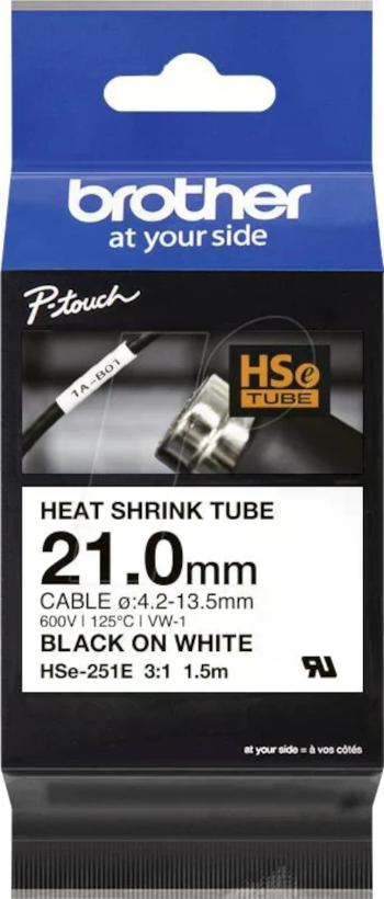 Brother HSe-251E Pro Tape, 21 mm x 1.5 m, černý tisk / bílý podklad , originální páska